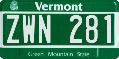 VT license plate ZWN281