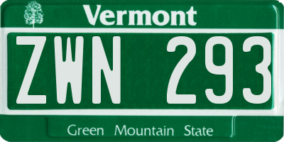 VT license plate ZWN293
