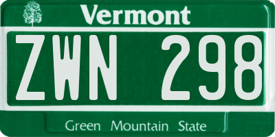 VT license plate ZWN298