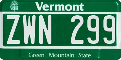 VT license plate ZWN299
