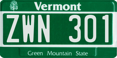 VT license plate ZWN301