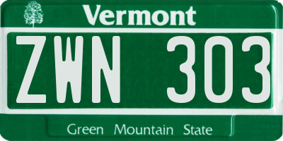 VT license plate ZWN303