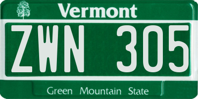 VT license plate ZWN305