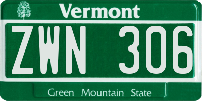 VT license plate ZWN306