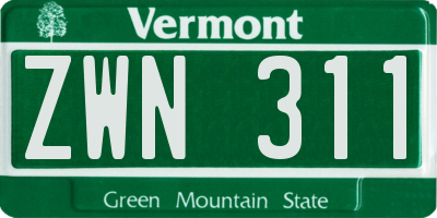 VT license plate ZWN311