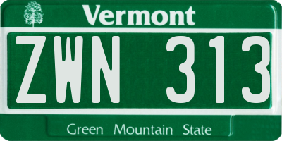 VT license plate ZWN313