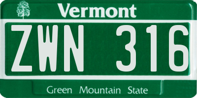 VT license plate ZWN316