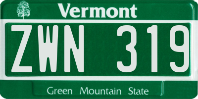 VT license plate ZWN319