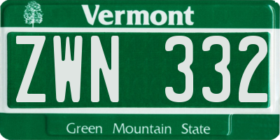 VT license plate ZWN332