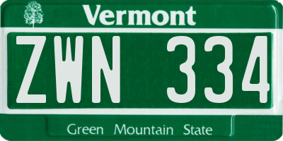 VT license plate ZWN334