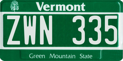 VT license plate ZWN335