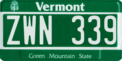 VT license plate ZWN339