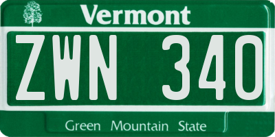 VT license plate ZWN340
