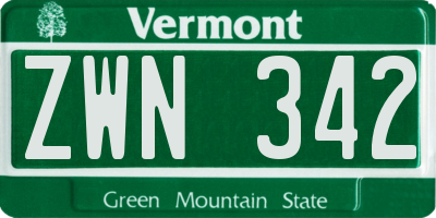 VT license plate ZWN342
