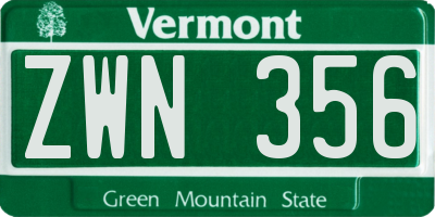 VT license plate ZWN356