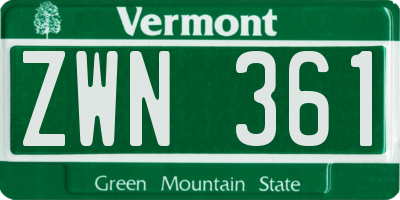 VT license plate ZWN361