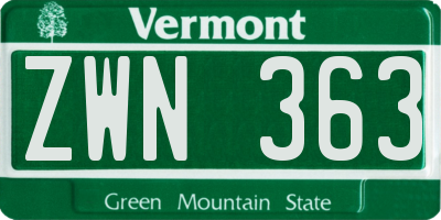 VT license plate ZWN363