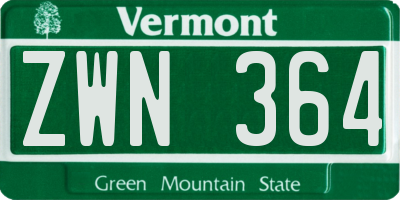 VT license plate ZWN364