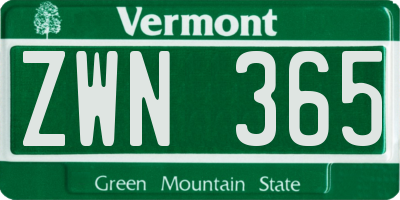 VT license plate ZWN365