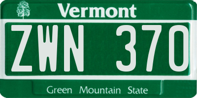 VT license plate ZWN370