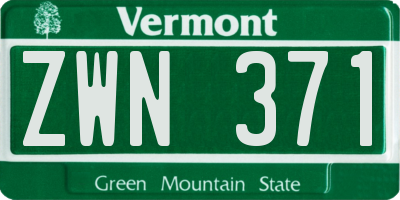 VT license plate ZWN371