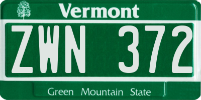 VT license plate ZWN372