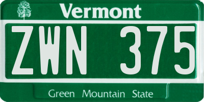 VT license plate ZWN375