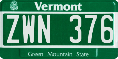 VT license plate ZWN376