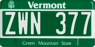 VT license plate ZWN377