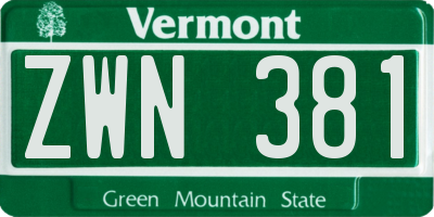 VT license plate ZWN381