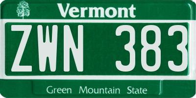 VT license plate ZWN383