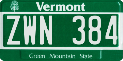 VT license plate ZWN384