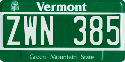 VT license plate ZWN385