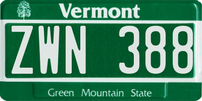 VT license plate ZWN388