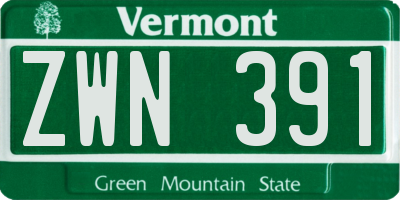 VT license plate ZWN391