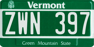 VT license plate ZWN397