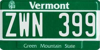 VT license plate ZWN399