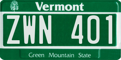 VT license plate ZWN401