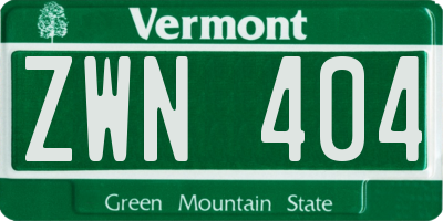 VT license plate ZWN404