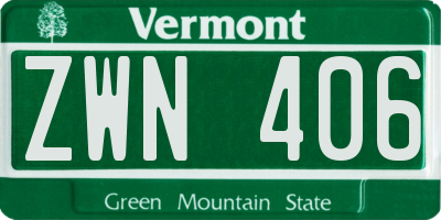 VT license plate ZWN406