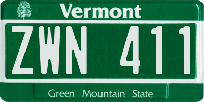 VT license plate ZWN411