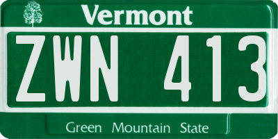 VT license plate ZWN413