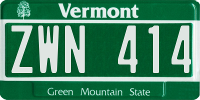 VT license plate ZWN414