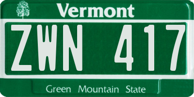 VT license plate ZWN417