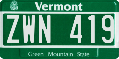 VT license plate ZWN419