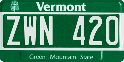 VT license plate ZWN420