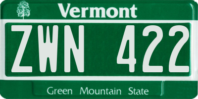VT license plate ZWN422