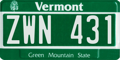 VT license plate ZWN431