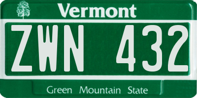 VT license plate ZWN432