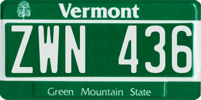 VT license plate ZWN436